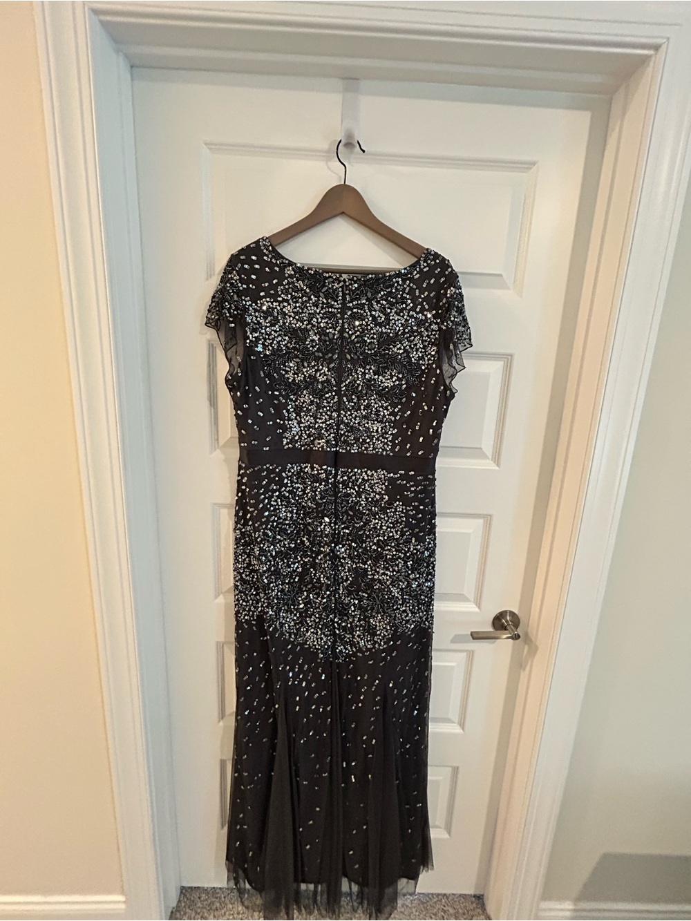 Adrianna Papell Mother of the Groom Bride Embellished Gown Gray Silver Size 18W - Picture 10 of 16